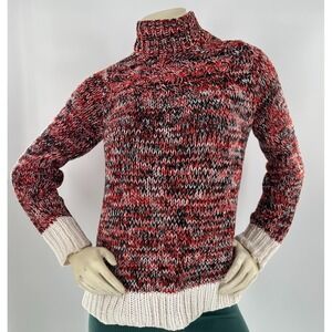 Philosophy sweater cream cuffs/hem w/multi color weave - knit pullover Small